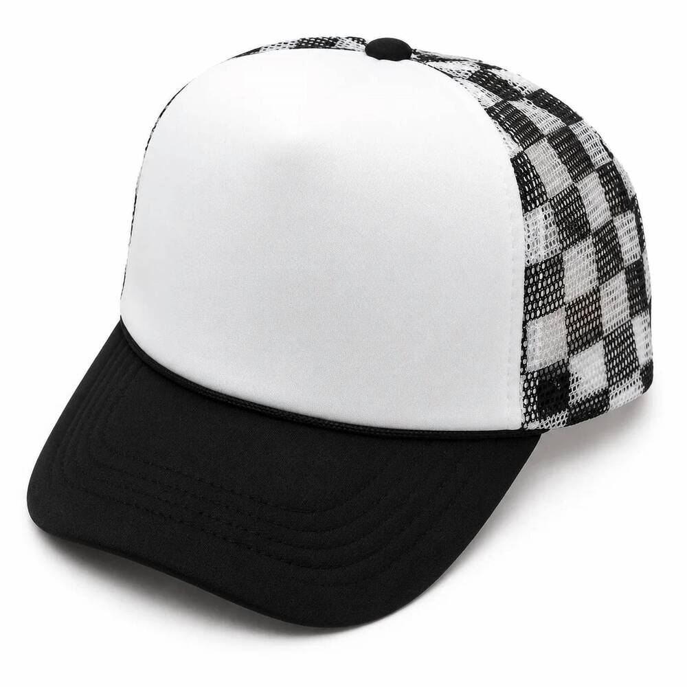 NEW JOSSLYN BY WALL TO WALL women's checkered trucker cap in black